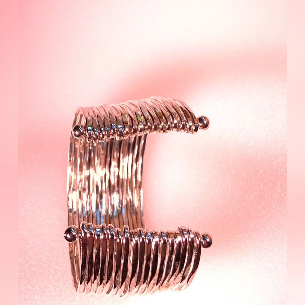 Silver Tone Stacking Look Cuff Bracelet - Picture 7 of 9